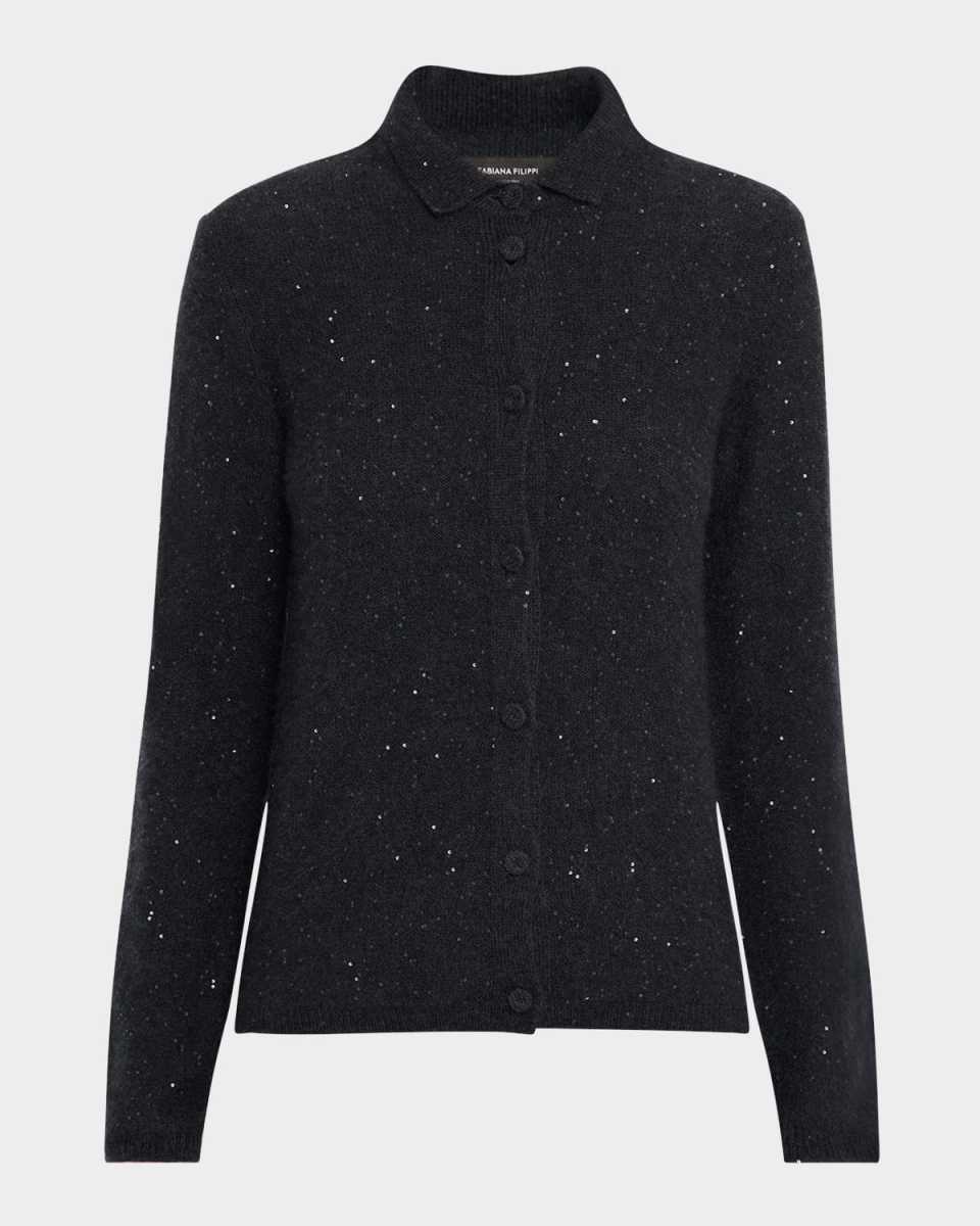 Button-Down Sequin Cardigan